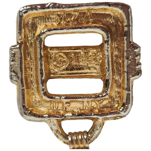 Vintage 1986 MZA of NY Gold Metal Statement Belt 37-3/4" L x 1-1/2" W - Picture 8 of 15